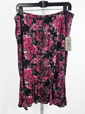 Tanjay Pink About It Size 16W Floral Godet Skirt